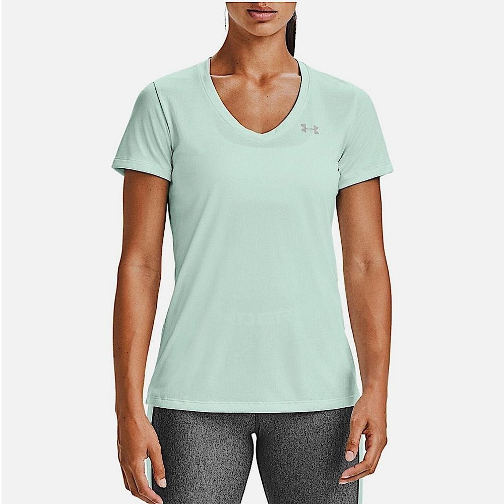 Under Armour Mint Green Tech Twist V Neck T-Shirt Size Small